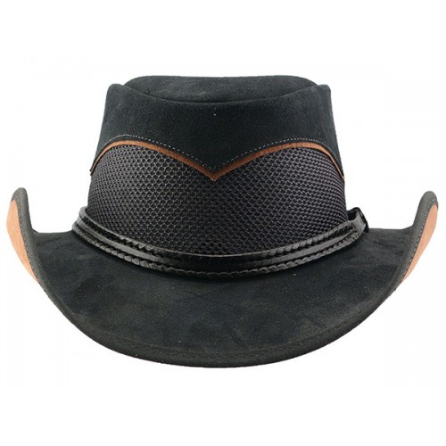 2015 FASHION STYLISH BROWN BLACK COWHIDE HEAD N HOME SUEDE LEATHER OUTBACK HAT FOR MENS 